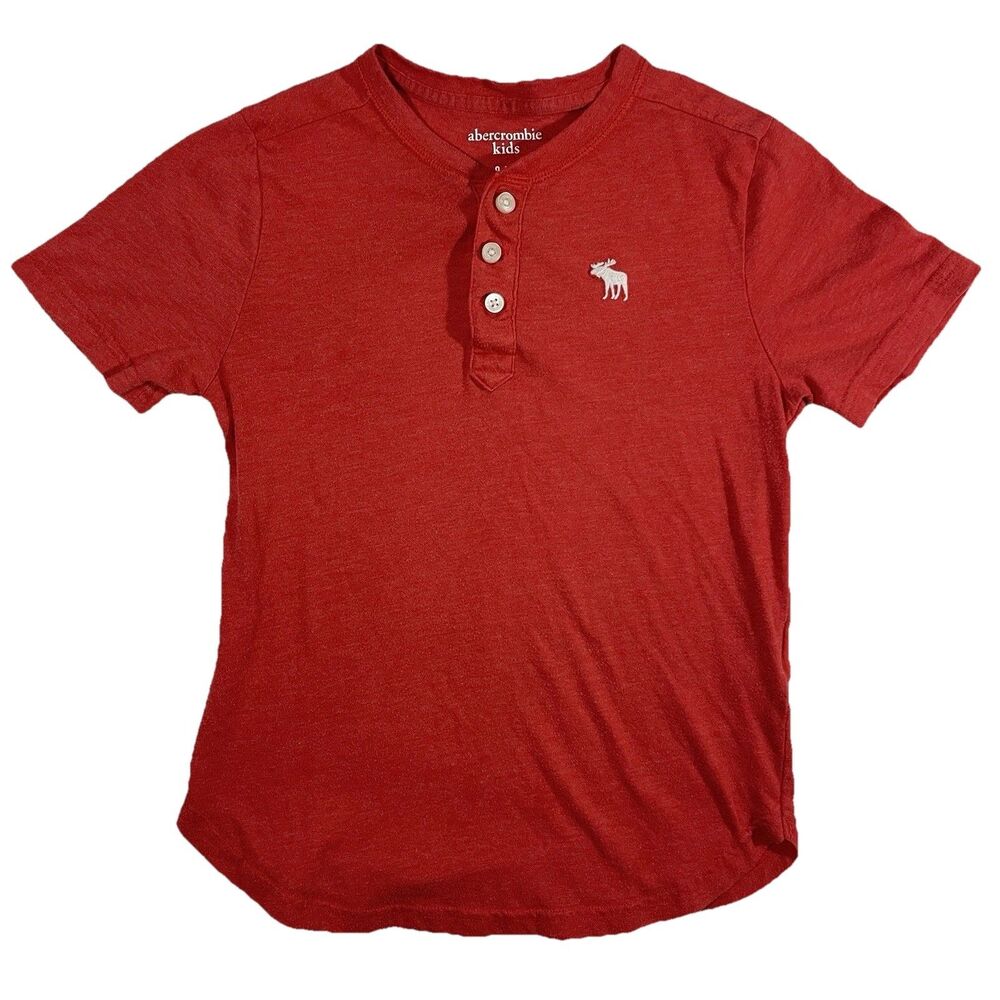 Abercrombie Kids Shirt Size 9/10 Red Short Sleeve Moose Logo Y2K Graphic Tee